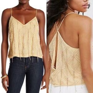 Free People Gatsby Mango Beaded Embellished Top M